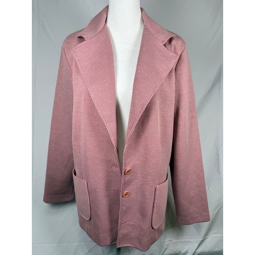 Just Allison Vintage Ribbed Knit Blazer Women's Size 16.5 Mauve‎ Pink